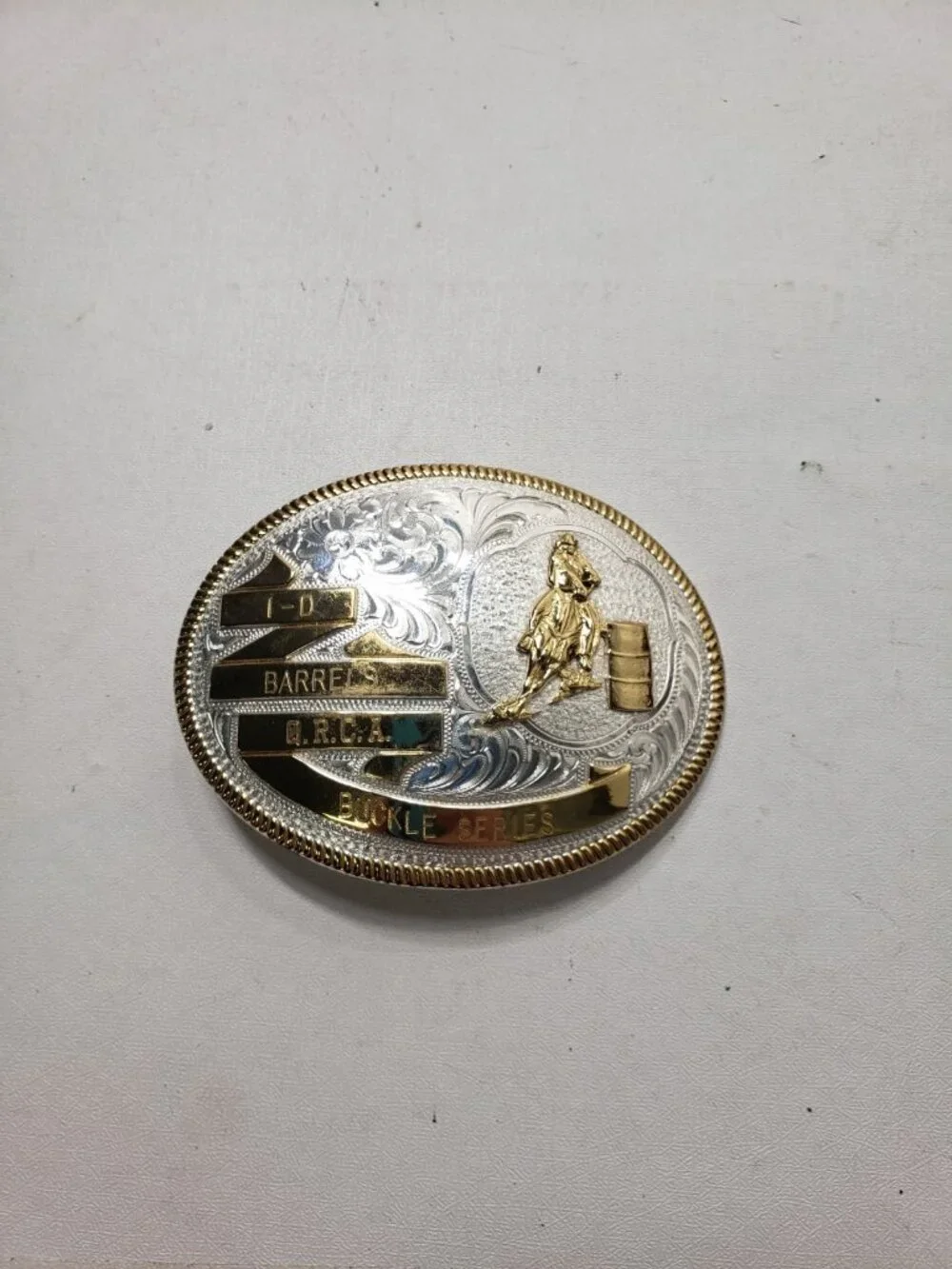 Montana Silversmiths 1-D Barrels OK Barrel Racing Western Belt Buckle K5569